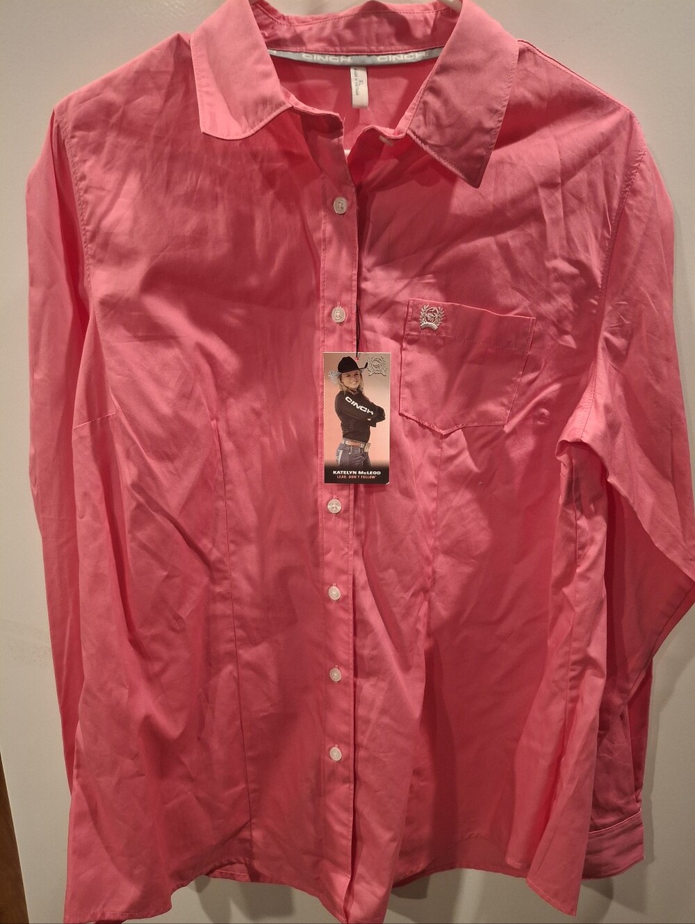 Cinch Women's Button-Down Shirt in Coral Pink